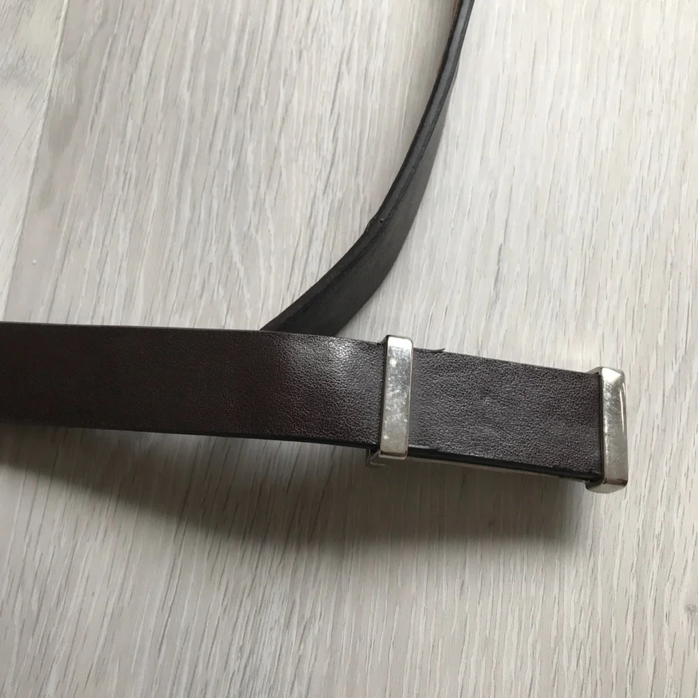 ELUFA BROWN LEATHER CASUAL BASIC BLANK BELT WOMENS SMALL